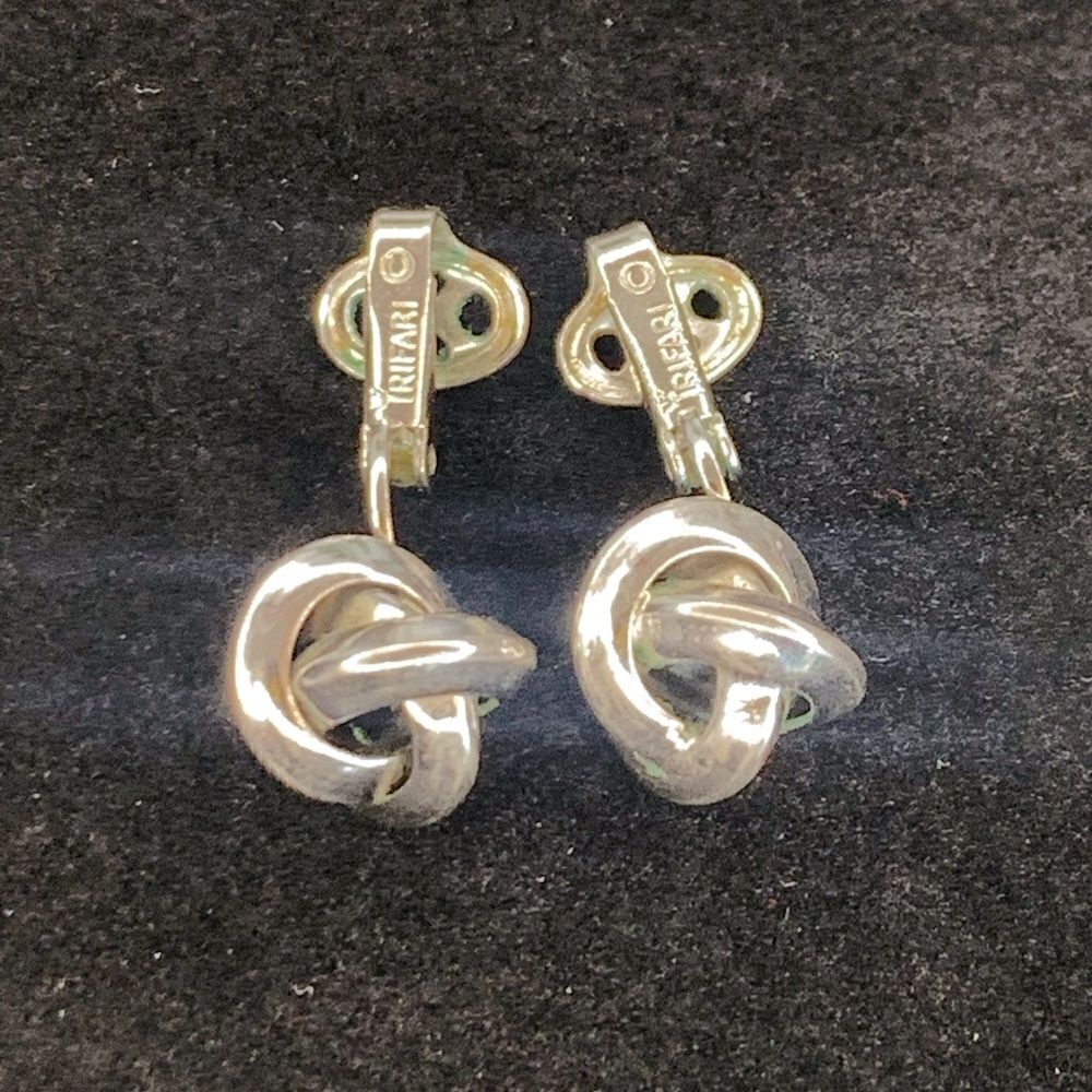 Trifari Metallic Knot Clip On Earrings
